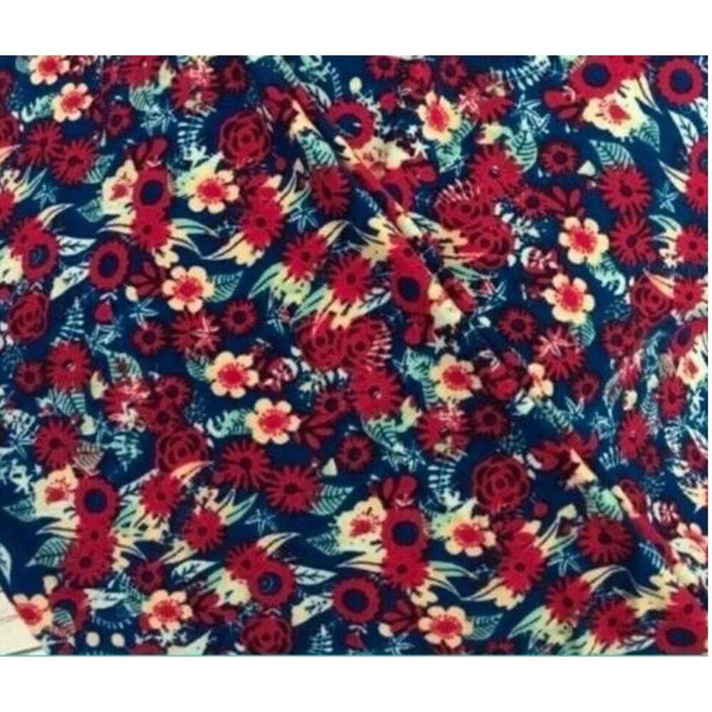 New LuLaRoe TC Sz 12-18 AMERICANA FLORAL Leggings CREAM RED & BLUE 4th Patriot